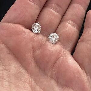 Brilliant Clear Crystal Stud Earrings in Silver Tone